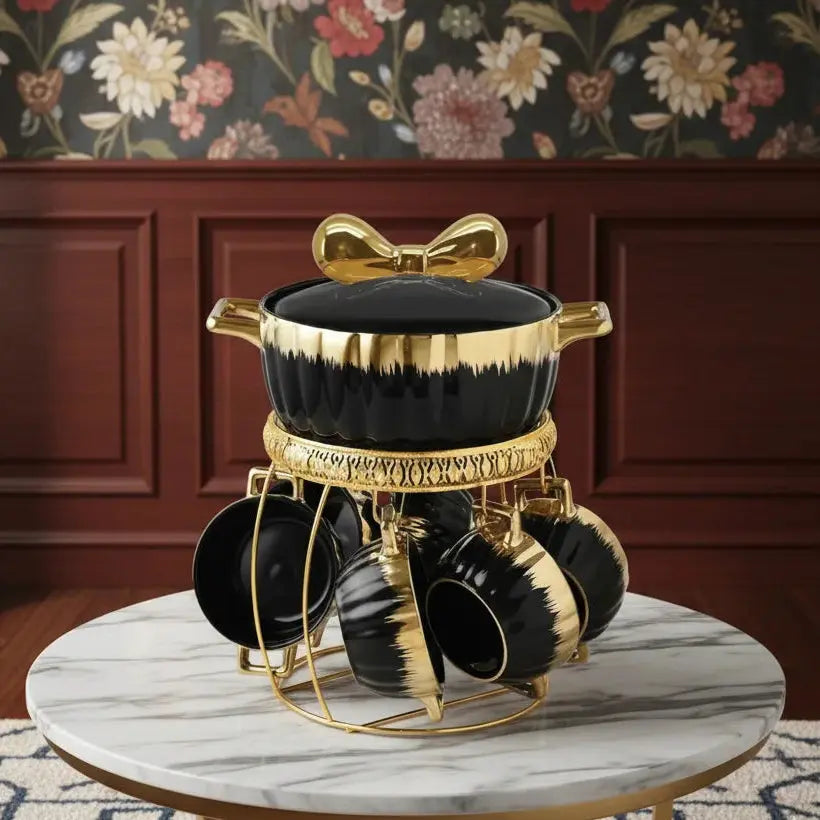 Luxurious Glass Soup Serving Set with Gold Veining Qatar