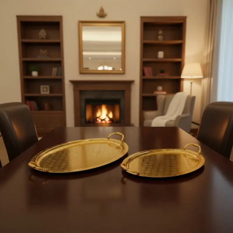 Luxurious Gold-Colored Serving Tray Set Price Doha Qatar