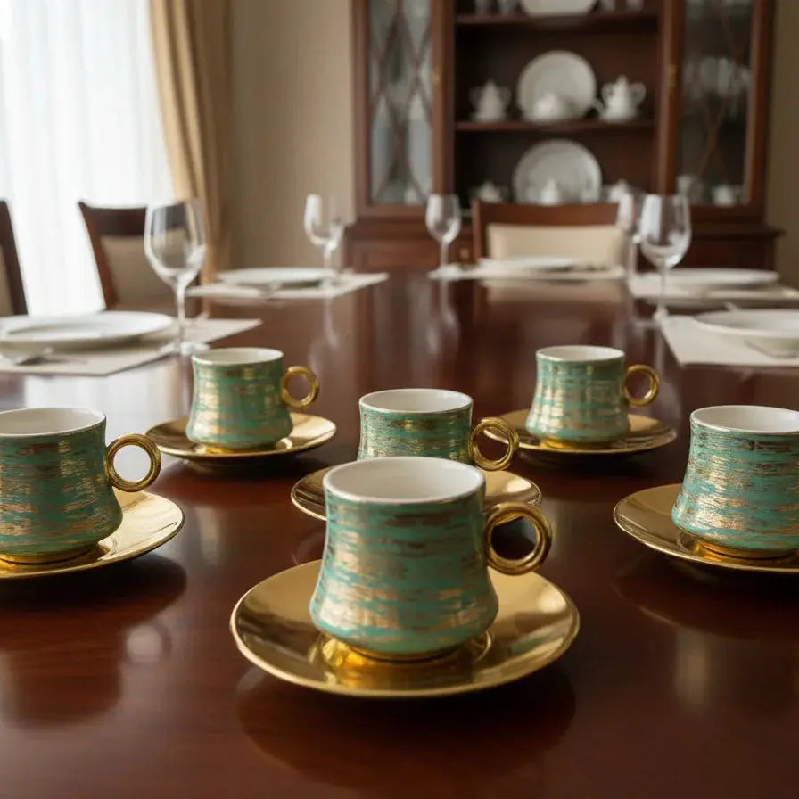 Luxurious Gold Pattern Coffee Cup Set – 12 Pieces Doha Qatar