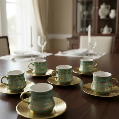 Luxurious Gold Pattern Coffee Cup Set – 12 Pieces Doha Qatar
