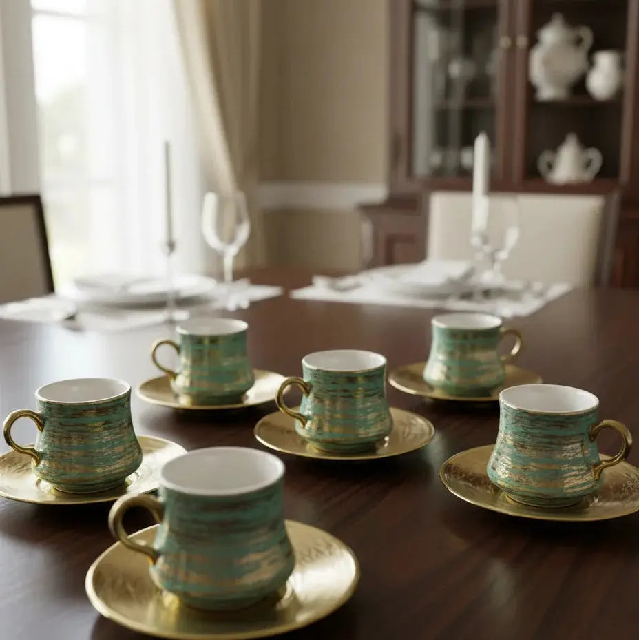 Luxurious Gold Pattern Coffee Cup Set – 12 Pieces Doha Qatar