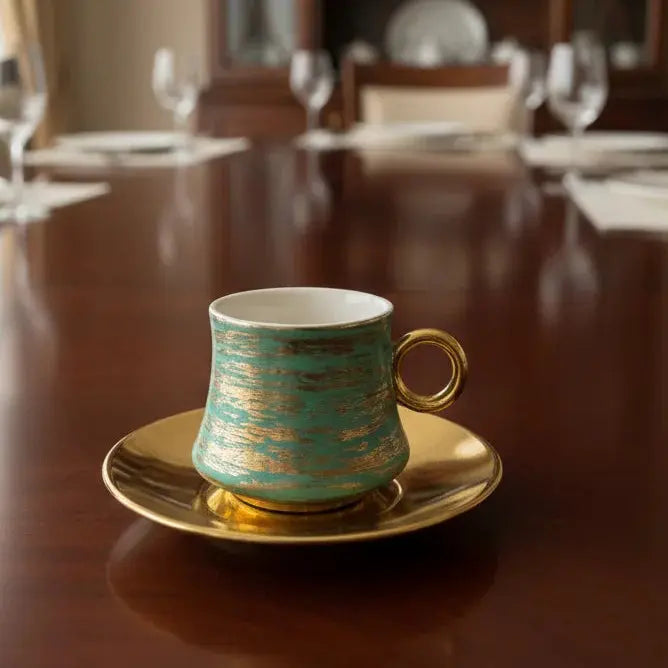 Luxurious Gold Pattern Coffee Cup Set – 12 Pieces Doha Qatar