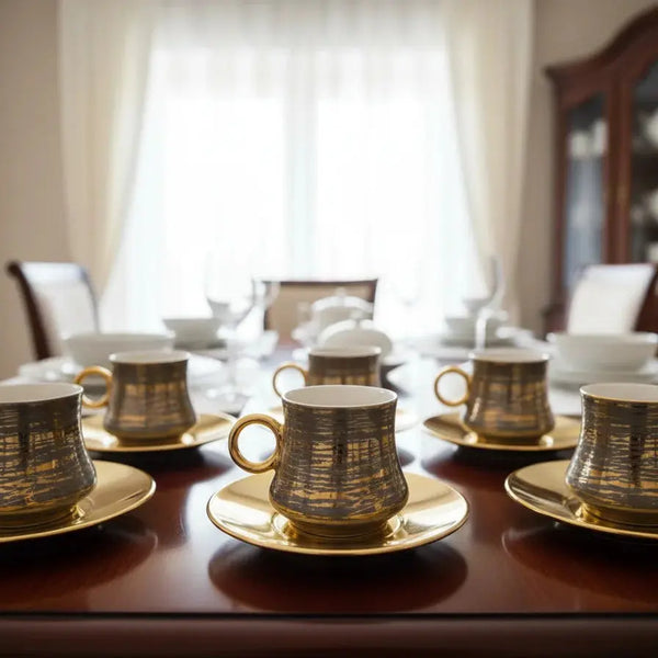 Luxurious Gold Pattern Coffee Cup Set – 12 Pieces Doha Qatar