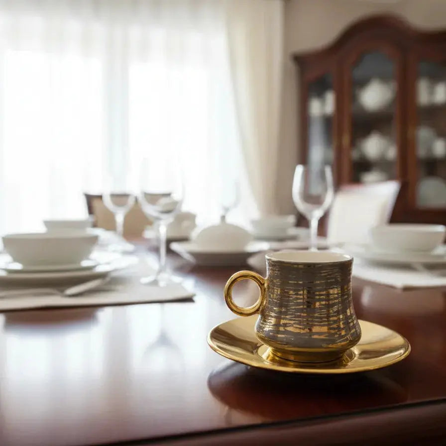 Luxurious Gold Pattern Coffee Cup Set – 12 Pieces Doha Qatar