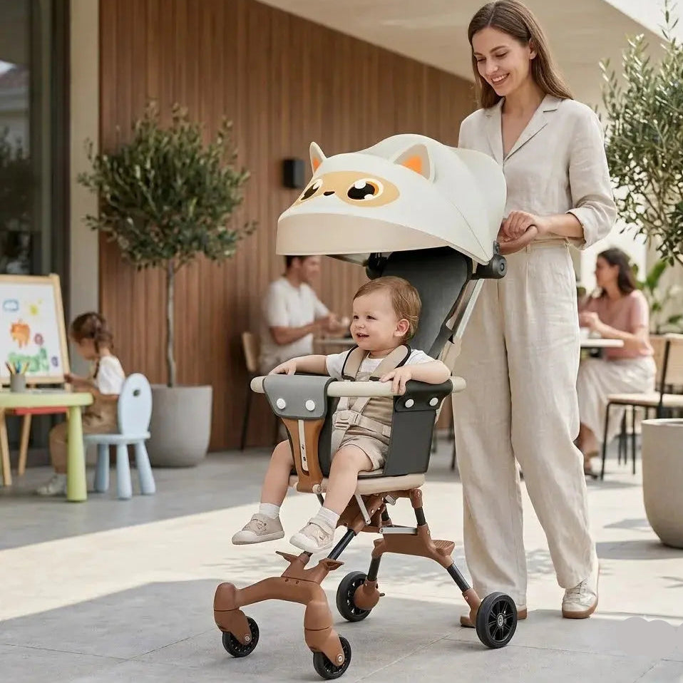 Luxury 3-in-1 Baby Stroller – Lightweight Foldable Two-Way Toddler Stroller with Safety Harness Scrollcart Qatar 