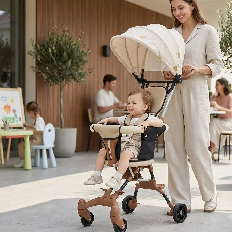 Luxury 3-in-1 Baby Stroller – Lightweight Foldable Two-Way Toddler Stroller with Safety Harness Scrollcart Qatar 