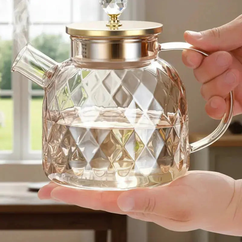 Luxury Glass Teapot with Gold Handle & Lid Doha Qatar