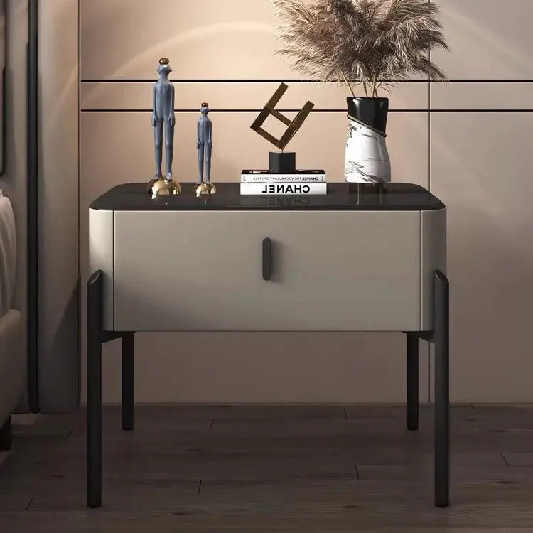 Luxury Glass Top Bedside Table with Drawer Scrollcart Qatar 