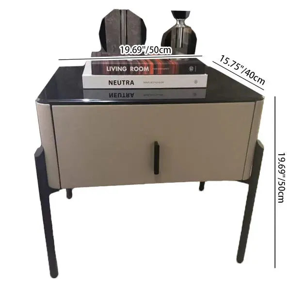 Luxury Glass Top Bedside Table with Drawer Scrollcart Qatar 