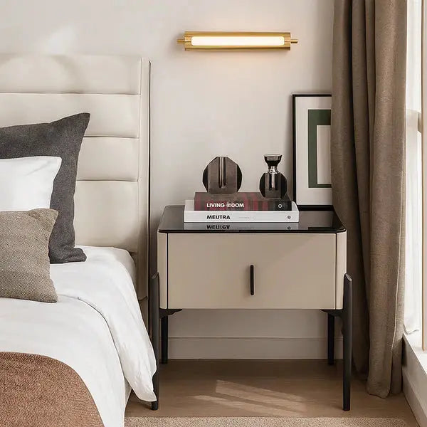 Luxury Glass Top Bedside Table with Drawer Scrollcart Qatar 