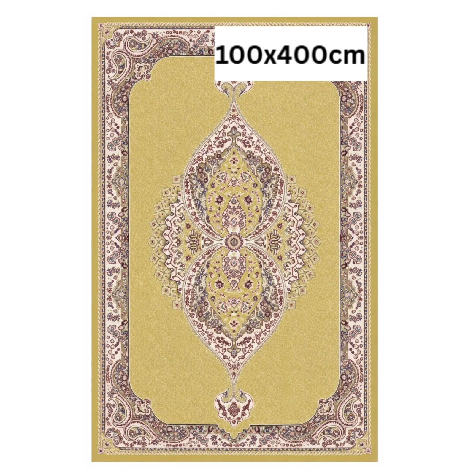 Luxury Persian style runner carpet 100x400 cm gold design for hallway in Doha Qatar