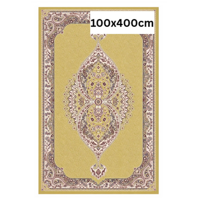 Luxury Persian style runner carpet 100x400 cm gold design for hallway in Doha Qatar