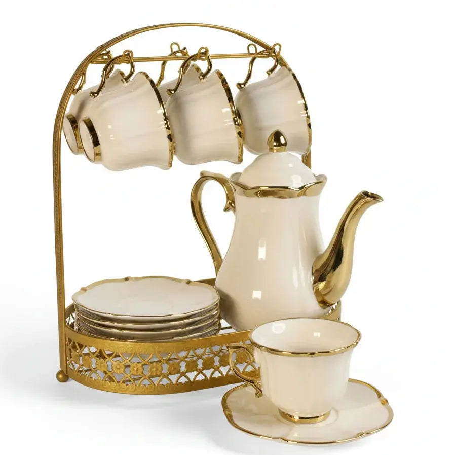Luxury White and Gold Tea Set Price in Doha Qatar