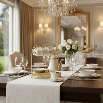 Luxury White and Gold Tea Set Price in Doha Qatar