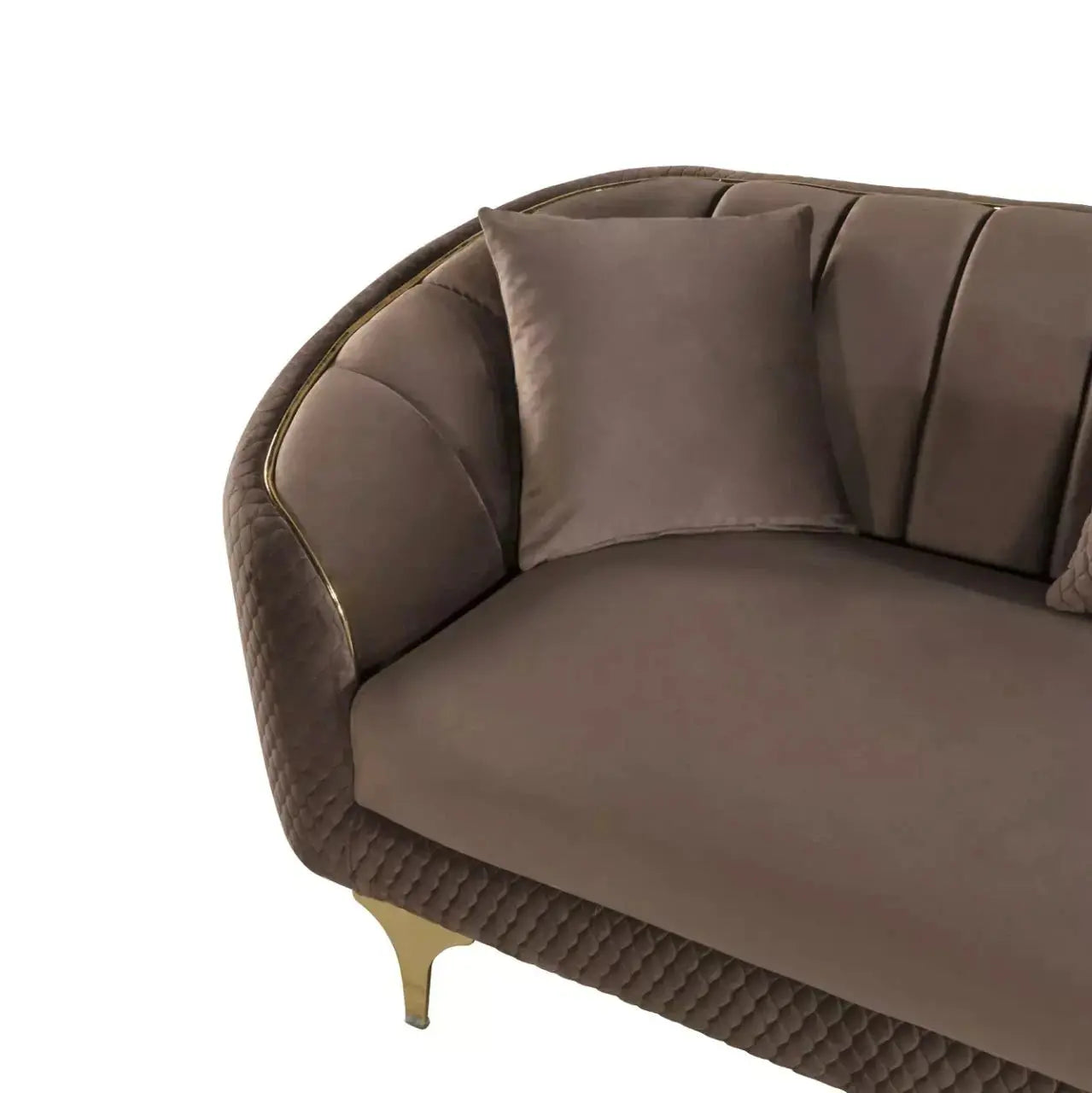 Luxury Sofa Set -  Brown Couch Side View