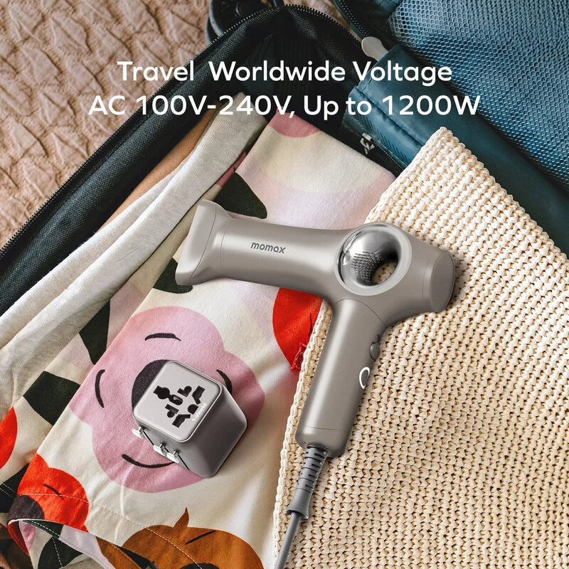 MOMAX 1-CARE VELO UNIVERSAL VOLTAGE COMPATIBILITY HAIR DRYER