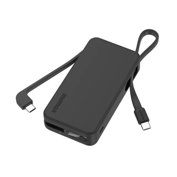 MOMAX 1-Power Vital+10000mAh Power Bank with Built In USB-C & Lightning Cable