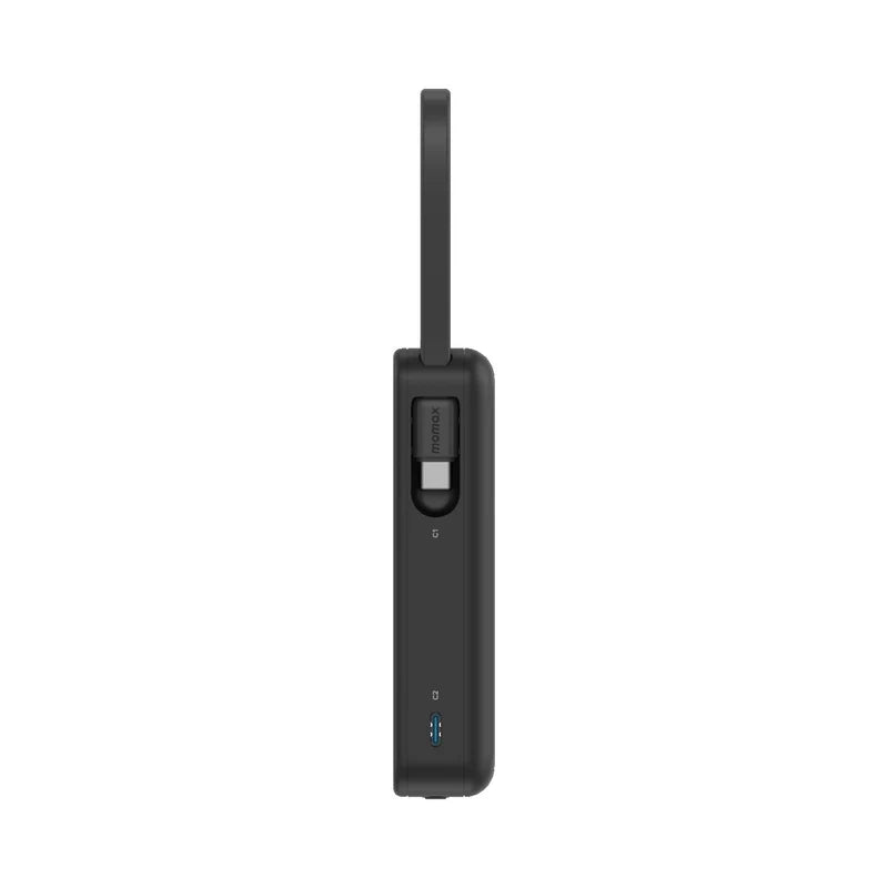 MOMAX 1-Power Vital+10000mAh Power Bank with Built In USB-C & Lightning Cable