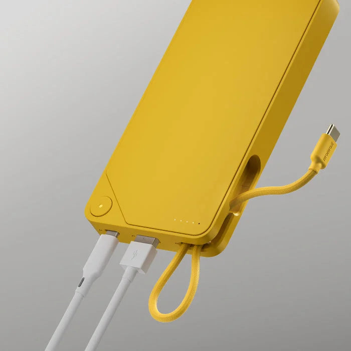 MOMAX 1-Power X 20000mAh Power Bank with built in USB C Cable Yellow
