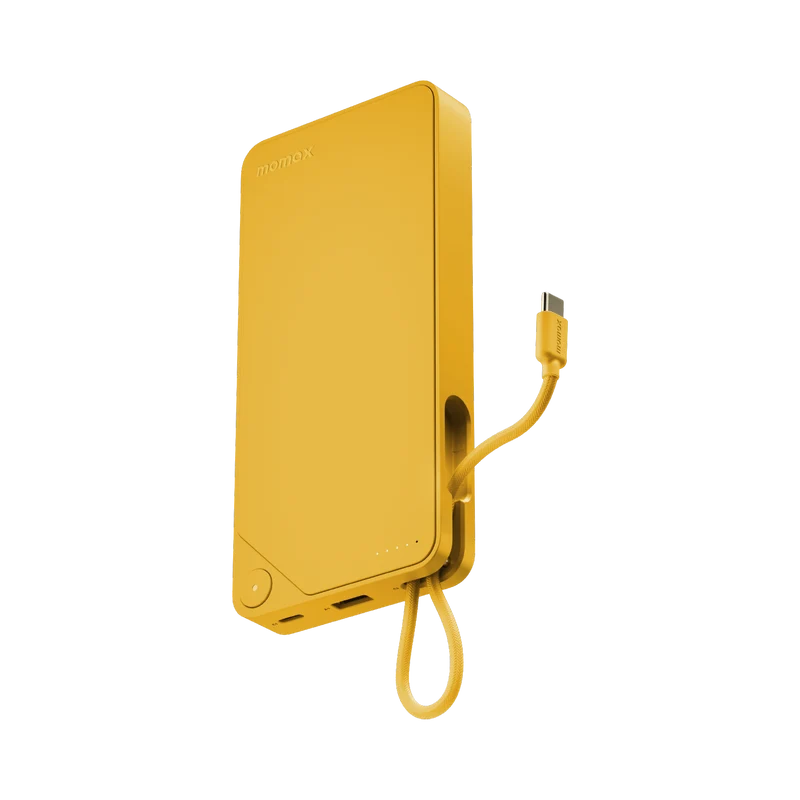 MOMAX 1-Power X 20000mAh Power Bank with built in USB C Cable Yellow