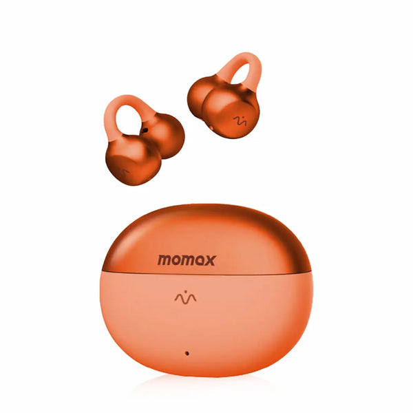 MOMAX 1-Vibe M.IN.D AI ENC Clip-On Earbuds-Orange