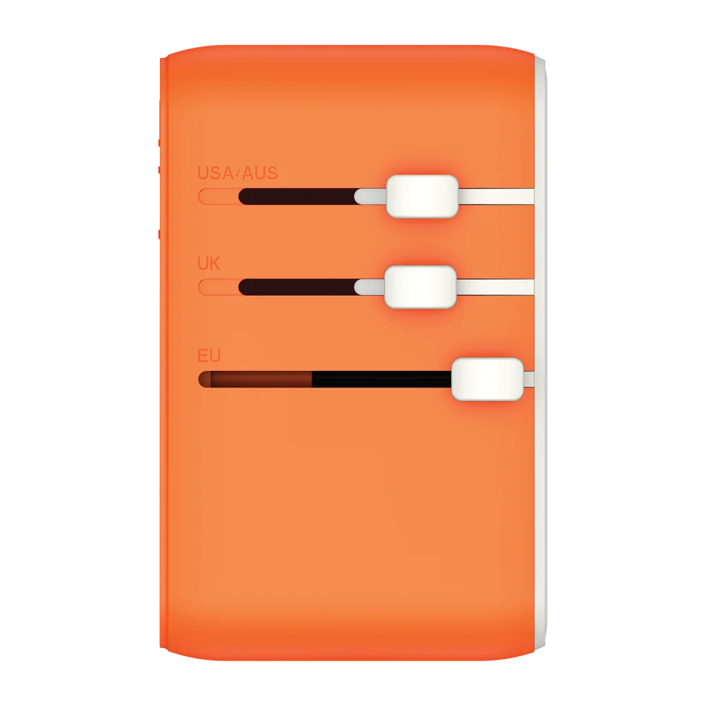 MOMAX 1-World 25W 3 Port With Built-In USB-C Cable AC Travel Adaptor