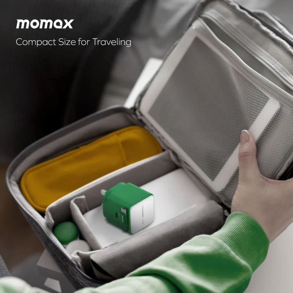 MOMAX 1- Charge 35 W GaN 1 Port Charger With Built-In USB-C-Cable Green