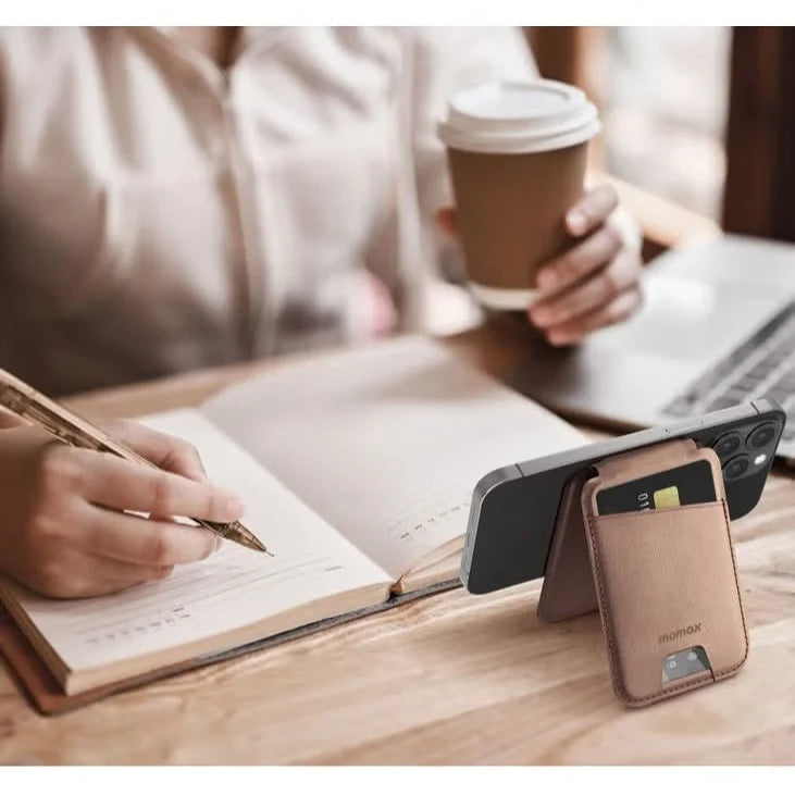 MOMAX 1- Wallet Magnetic Card Holder With Stand