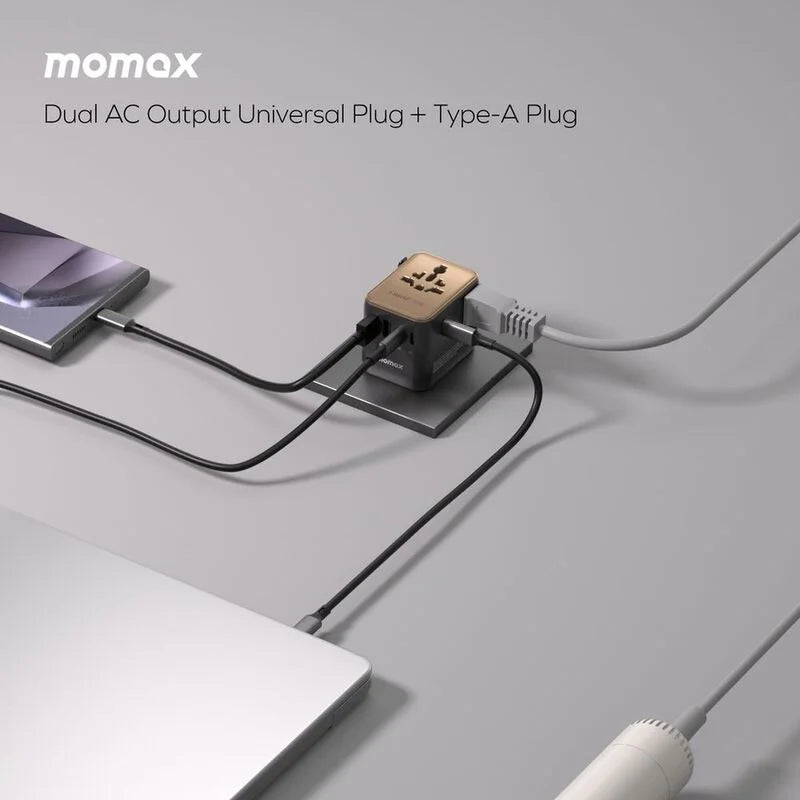MOMAX 1- World 2 GAN 70W 5-Port USB-C AC Travel Adaptor