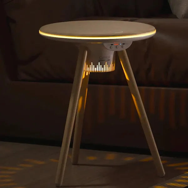 MOMAX Cymbal Coffee Table With Lighting Effects , Magnetic Charging & Wireless Speaker