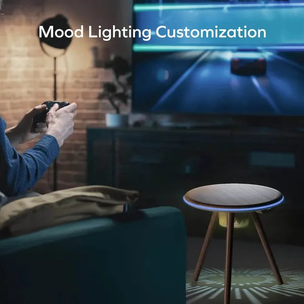 MOMAX Cymbal Coffee Table With Lighting Effects , Magnetic Charging & Wireless Speaker