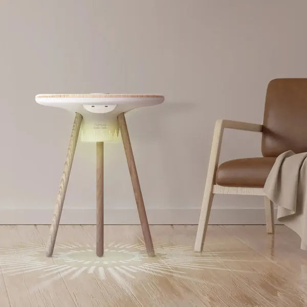 MOMAX Cymbal Coffee Table With Lighting Effects , Magnetic Charging & Wireless Speaker