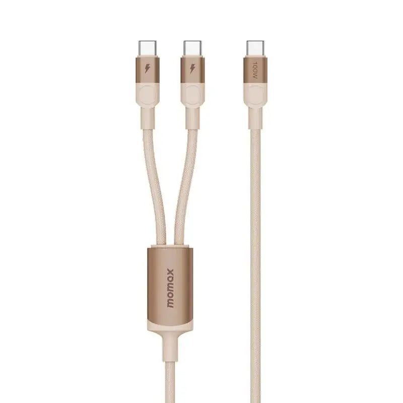 MOMAX MAG LINK 100W USB-C TO DUAL USB-C MAGNETIC CABLE 2M Desert Titanium Scrollcart Qatar 