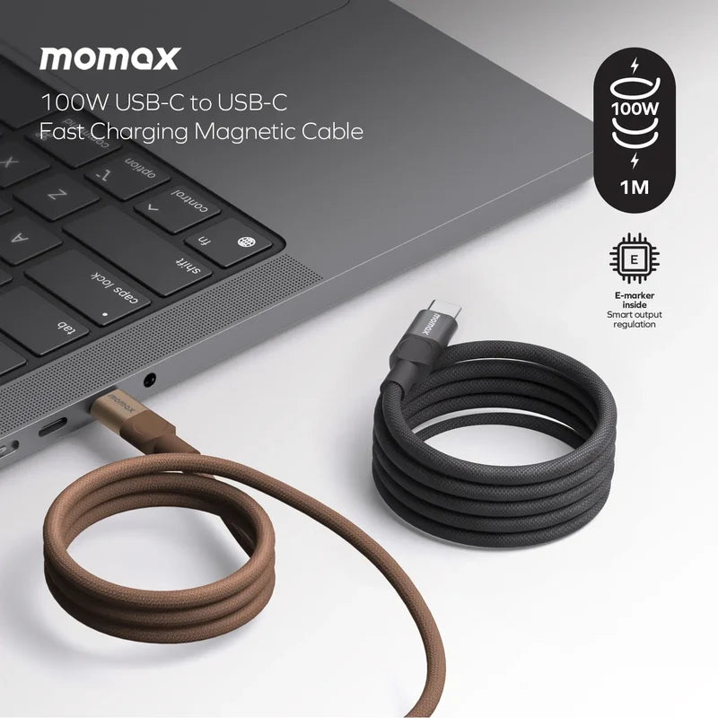 MOMAX Mag Link 100W USB-C To USB-C Magnetic Cable 1M