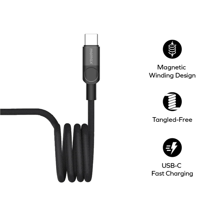 MOMAX Mag Link 100W USB-C To USB-C Magnetic Cable 1M