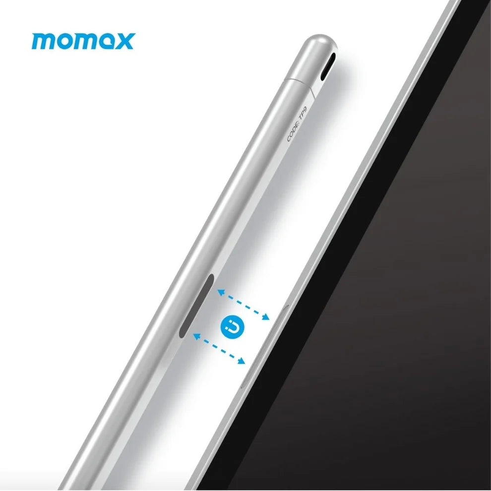 MOMAX Mag Link Lite Magnetic Charging Active Stylus Pen Silver