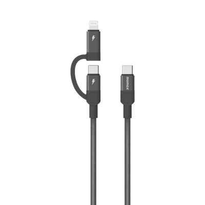 MOMAX Mag Link USB-C To C & Lightning Magnetic Cable 1m