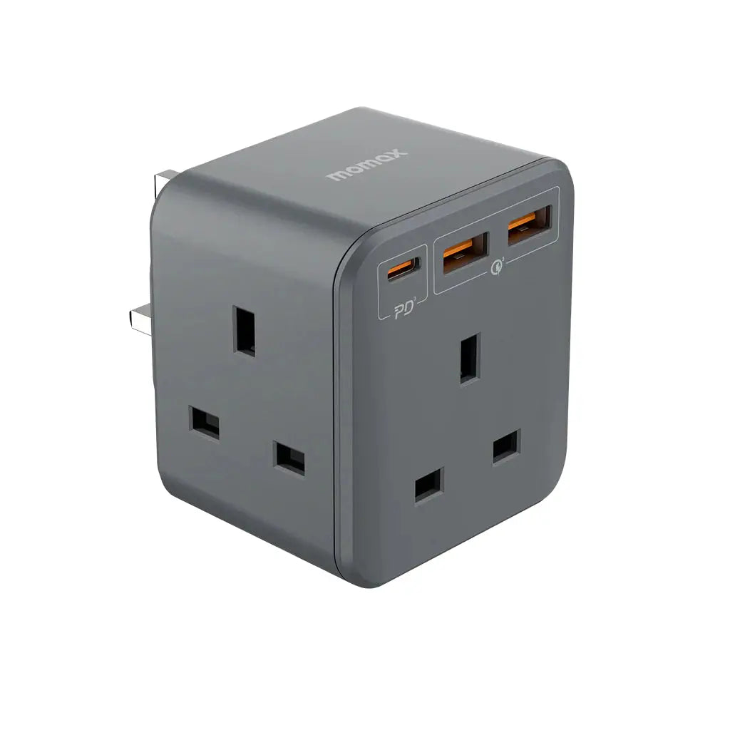 MOMAX ONEPLUG Cube Extension – 3 AC Outlets + 3 USB Ports 