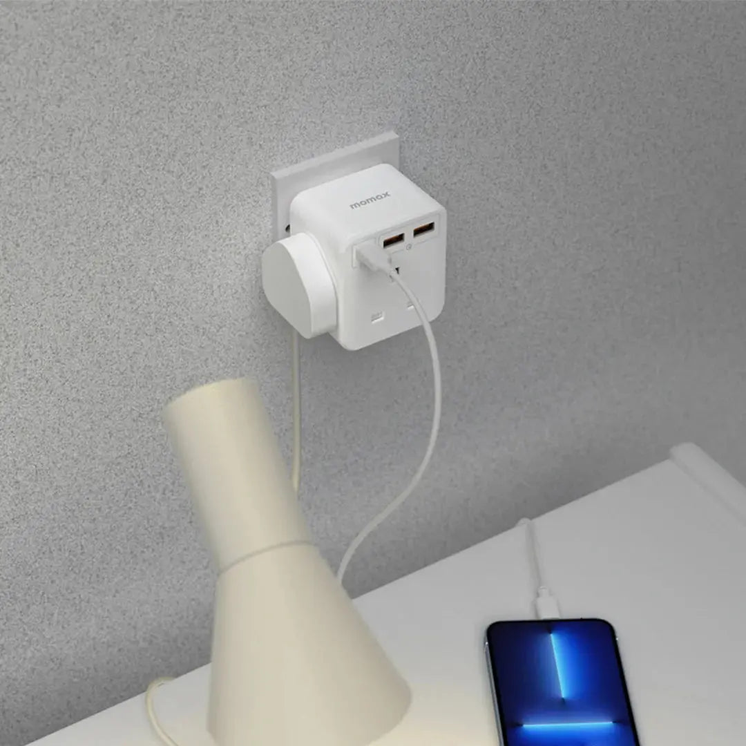 MOMAX One Plug 3-Outlet Cube Extension Socket with USB Qatar