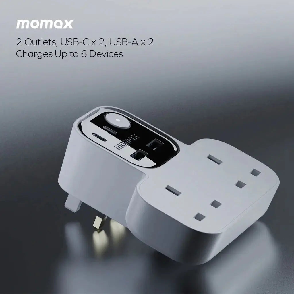 MOMAX One plug 3-Outlet T-Shaped Extension Socket With USB