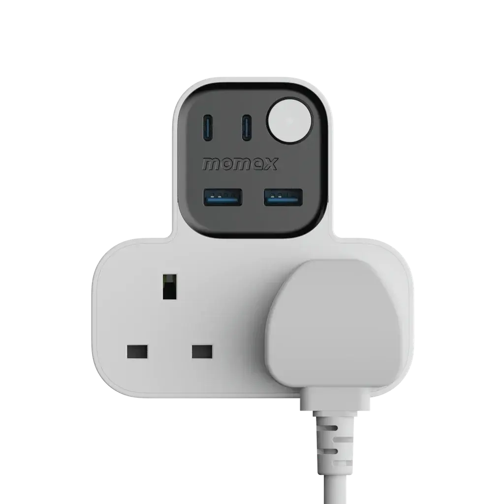 MOMAX One plug 3-Outlet T-Shaped Extension Socket With USB