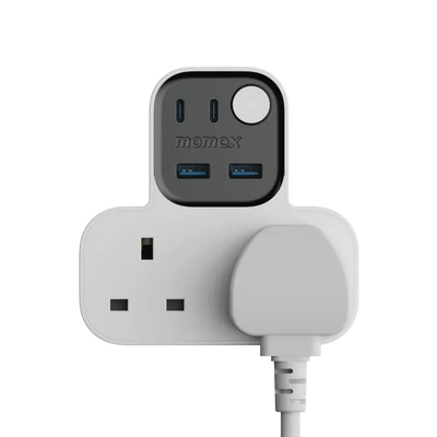 MOMAX One plug 3-Outlet T-Shaped Extension Socket With USB
