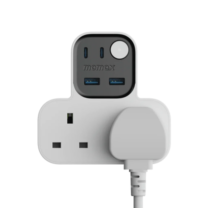 MOMAX One plug 3-Outlet T-Shaped Extension Socket With USB