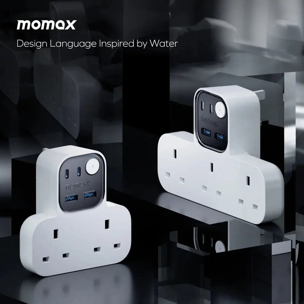 MOMAX One plug 3-Outlet T-Shaped Extension Socket With USB