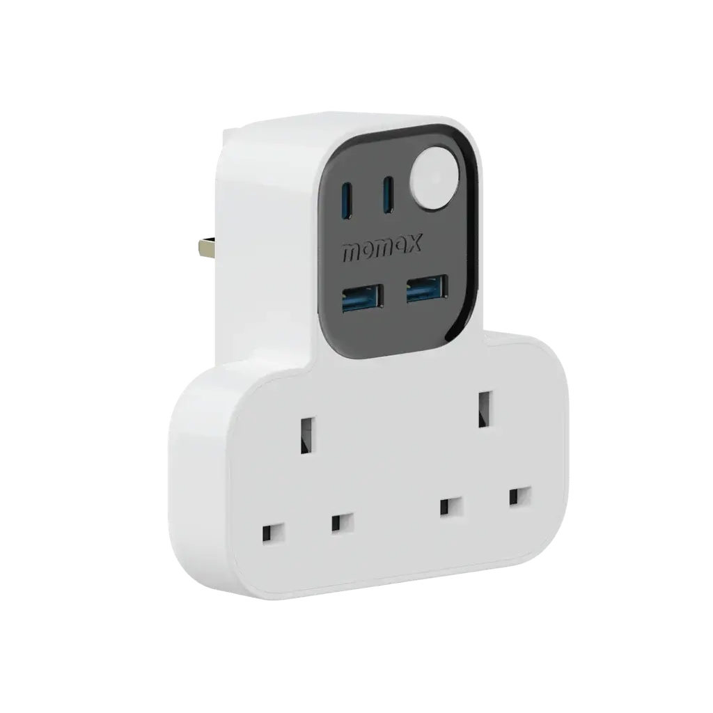 MOMAX One plug 3-Outlet T-Shaped Extension Socket With USB