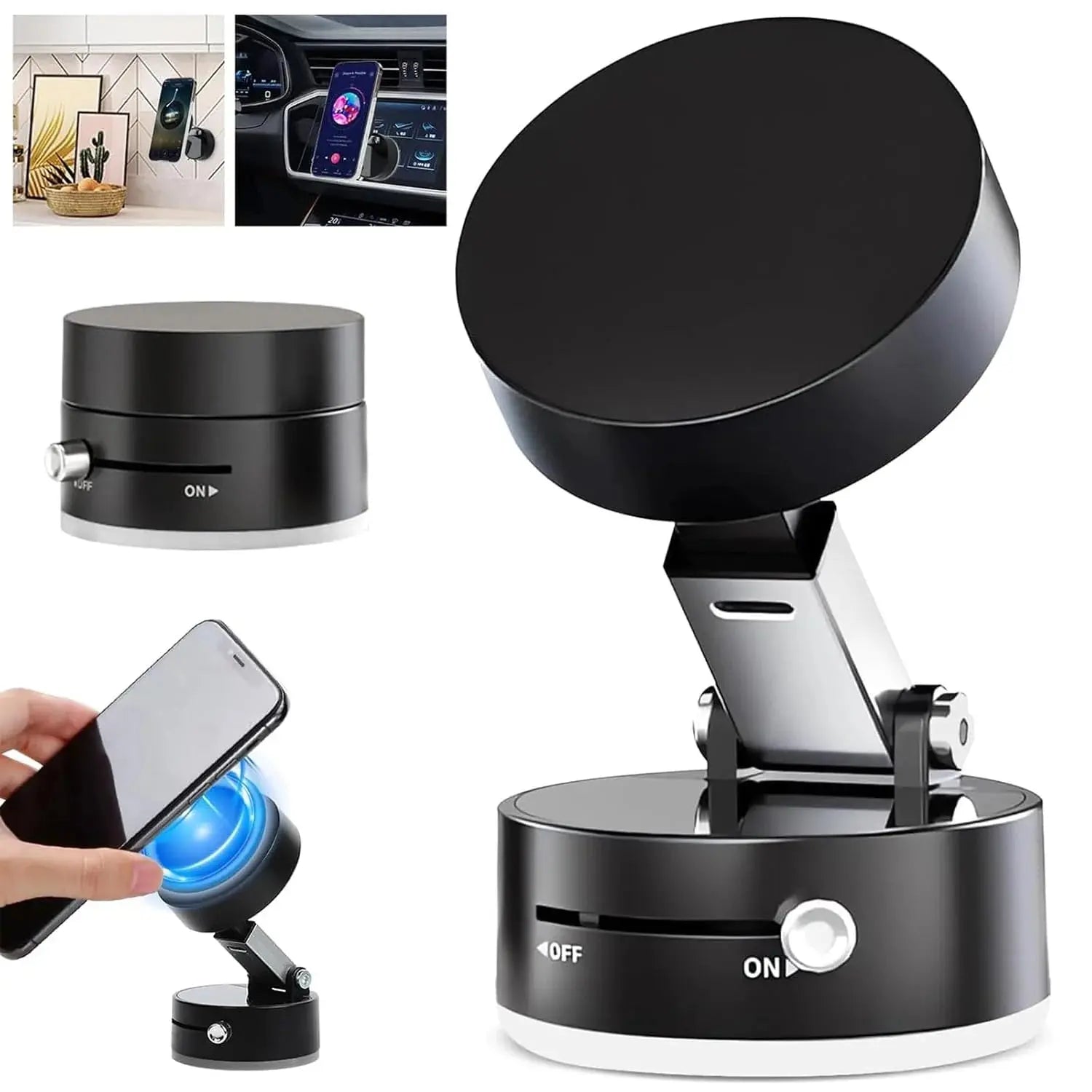 Magnetic Car Phone Holder with Vacuum Suction and 360° Rotation for All Smartphones – Doha Qatar