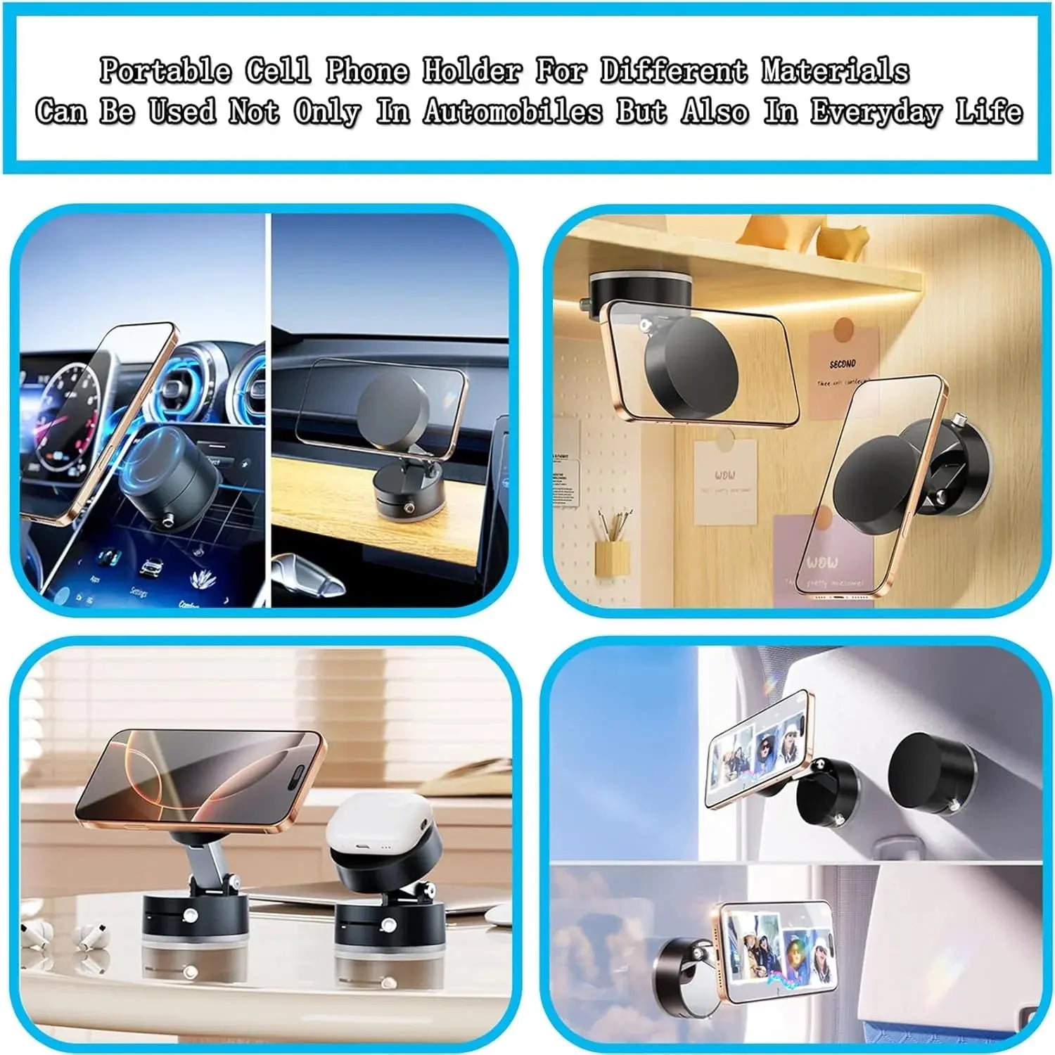 Magnetic Car Phone Holder with Vacuum Suction and 360° Rotation for All Smartphones – Doha Qatar