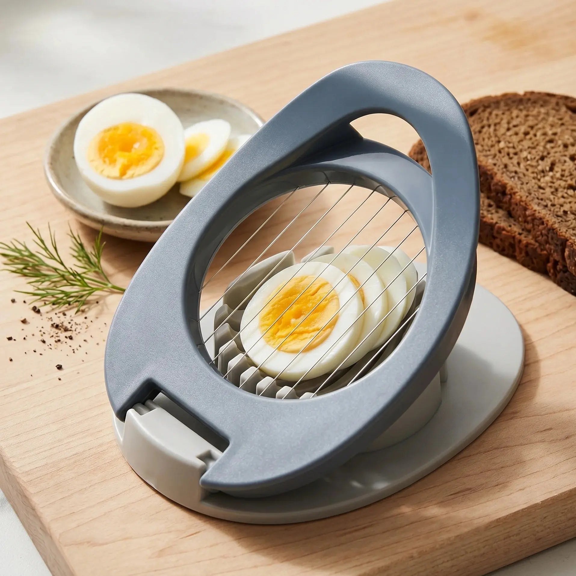 Manual Egg Slicer with Stainless Steel Wires -Blue Scrollcart Qatar 