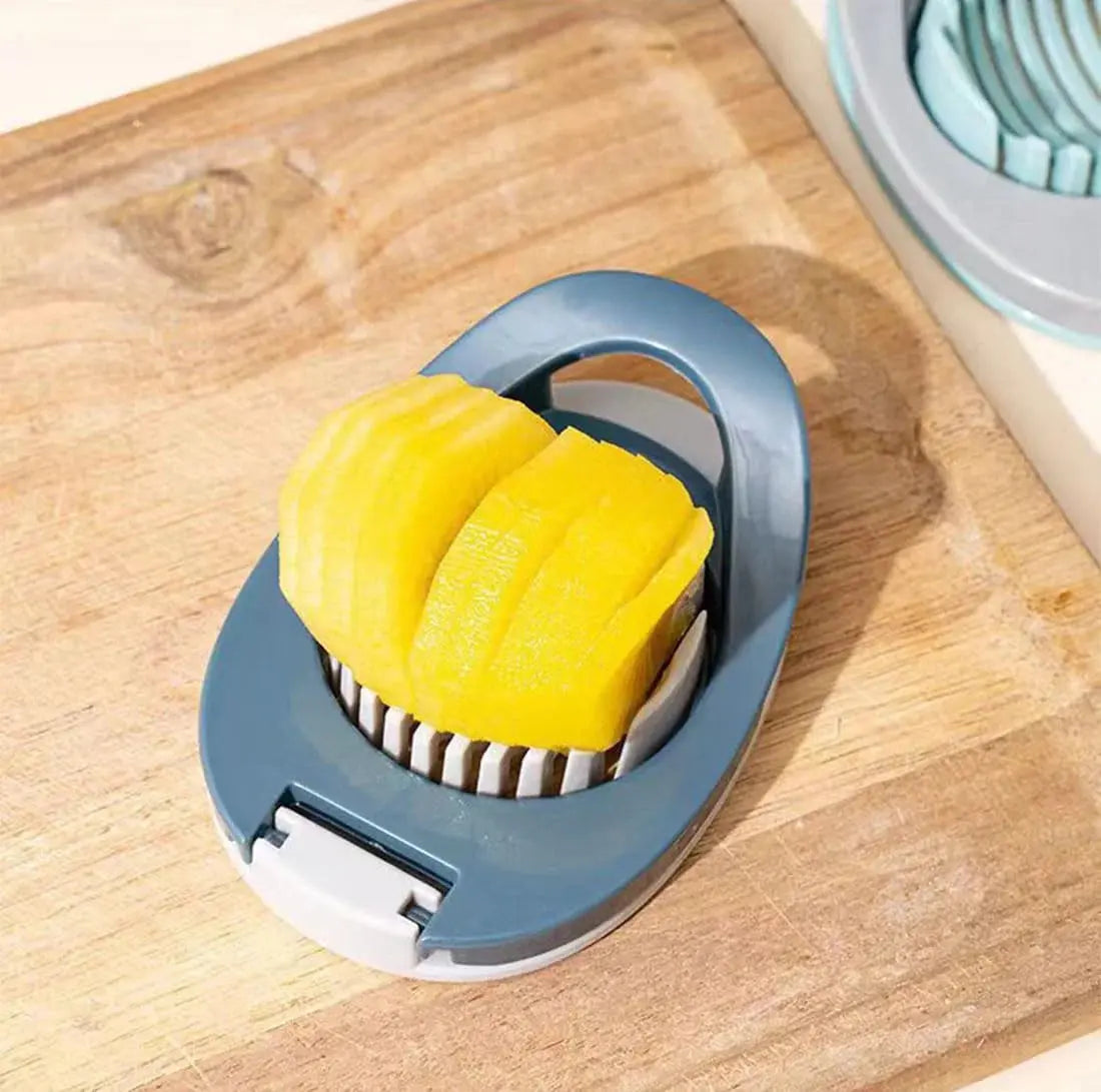 Manual Egg Slicer with Stainless Steel Wires -Blue Scrollcart Qatar 