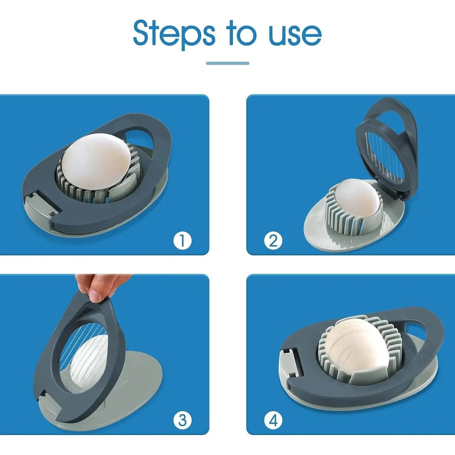 Manual Egg Slicer with Stainless Steel Wires -Blue Scrollcart Qatar 